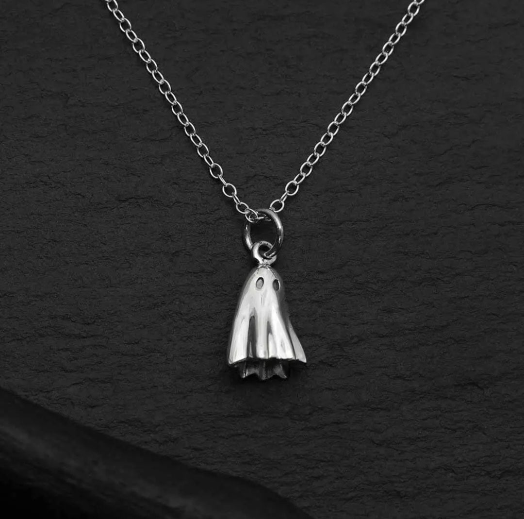 Sterling Silver 3D Ghost Necklace