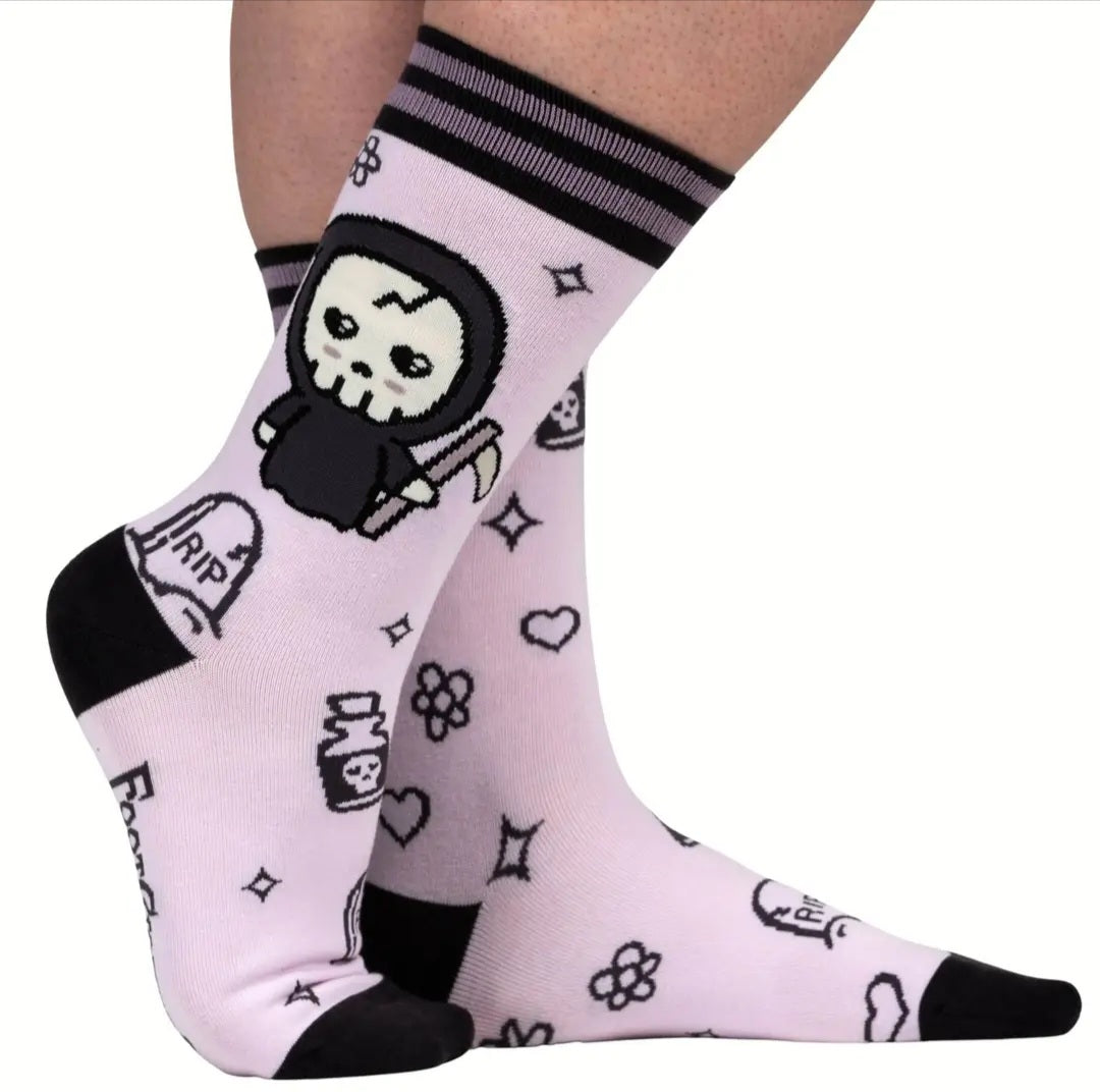 Pastel Goth Grim Reaper Crew Socks