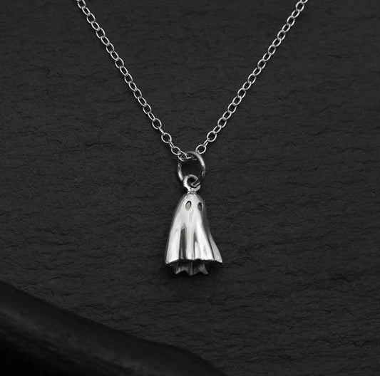 Sterling Silver 3D Ghost Necklace