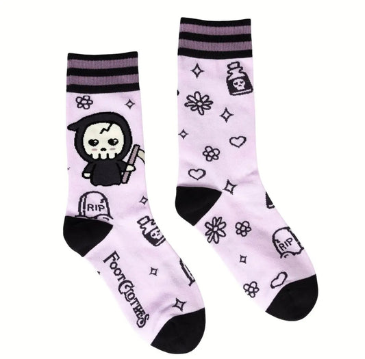 Pastel Goth Grim Reaper Crew Socks
