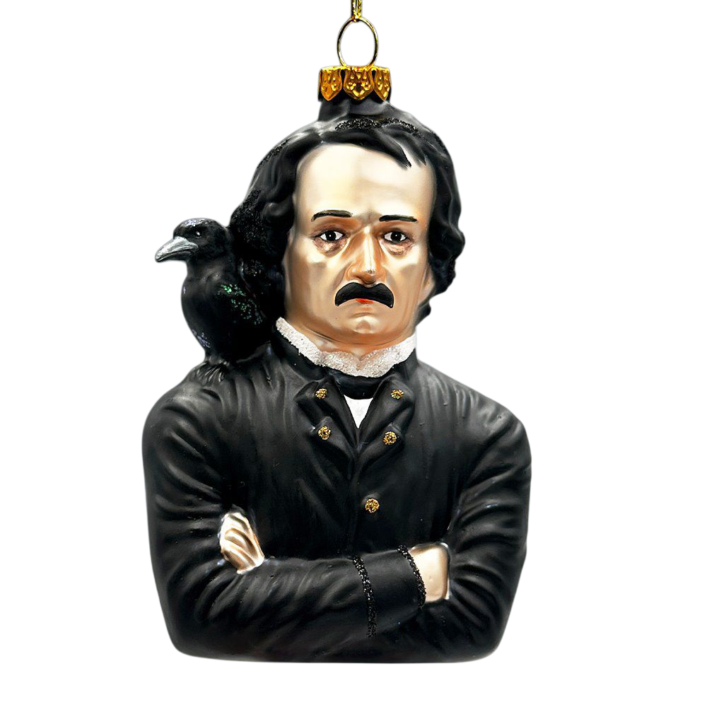 Edgar Allan Poe Glass Ornament